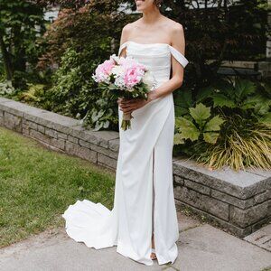 Azazie Off-Shoulder White Wedding Dress